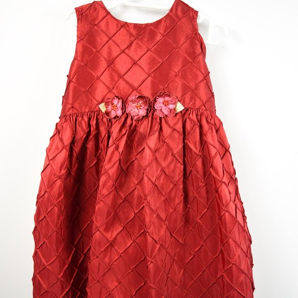 Red pin tuck party dress - Picture 1 of 6